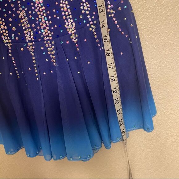Custom solo dance ice skating ballet costume blue ombre rhinestoned dress LC - Picture 10 of 15